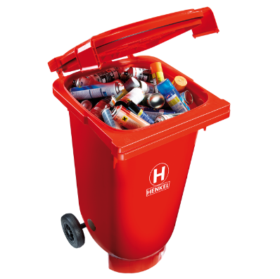 P. Henkel gefüllter offener roter Spraydosenbehälter UN-BOXXaero