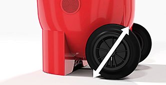 große Räder für Manövrierbarkeit und einfachen Transport